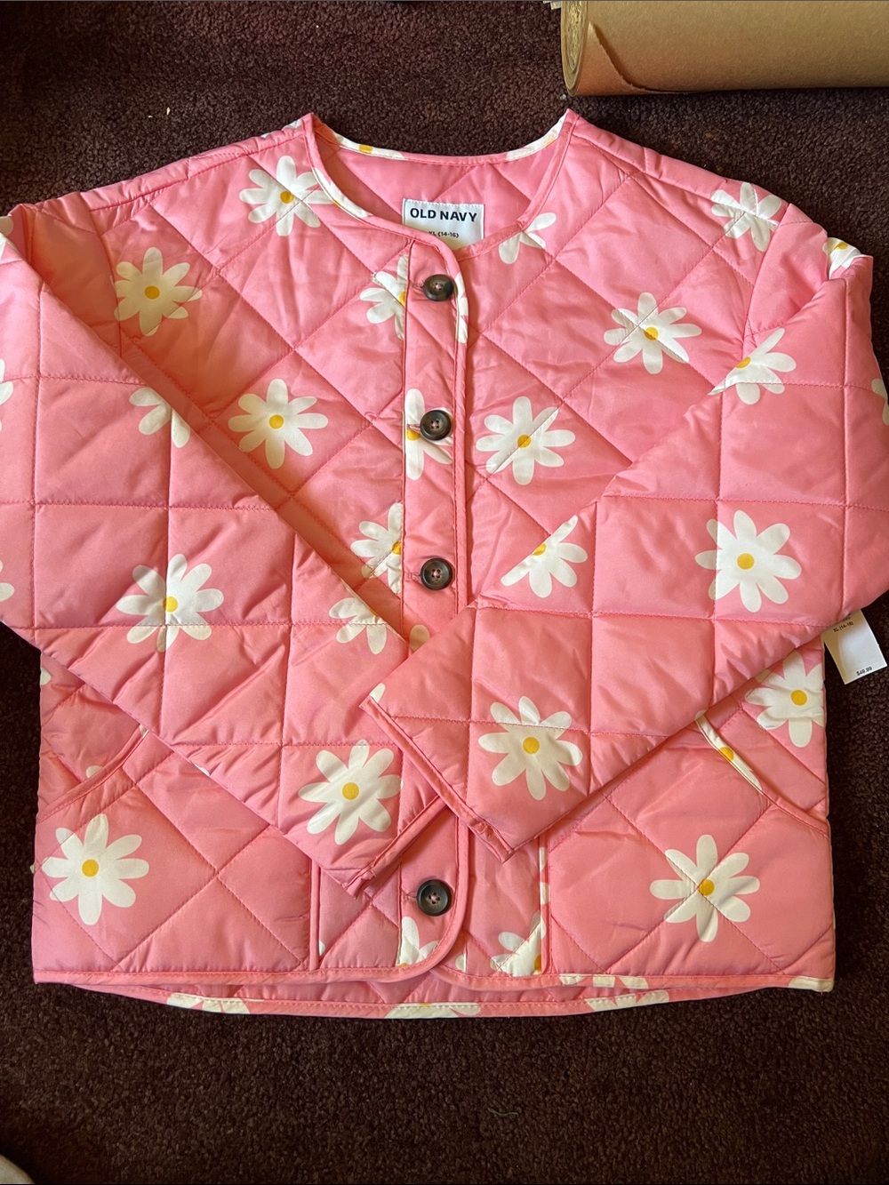 Old Navy Pink Quilted Daisy Jacket